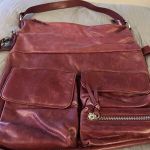 HOBO Burgundy Leather Shoulder Bag